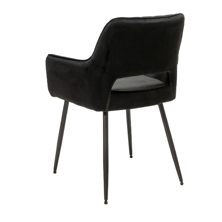 Esszimmerstuhl Samt Mika mit Armlehne schwarz