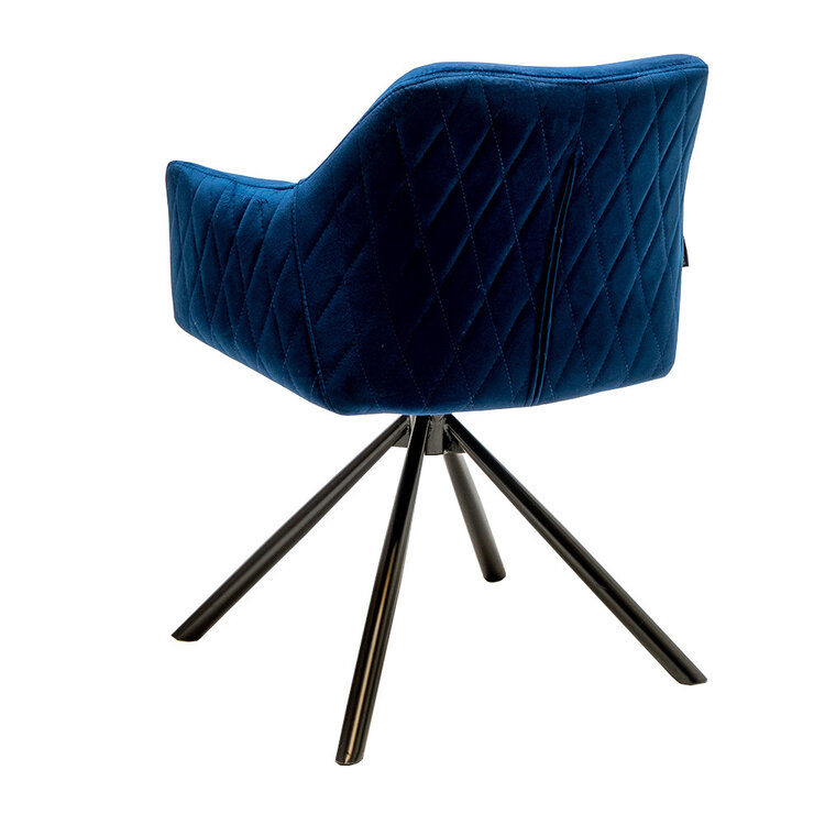 Esszimmerstuhl Samt Furtado 180° drehbar blau
