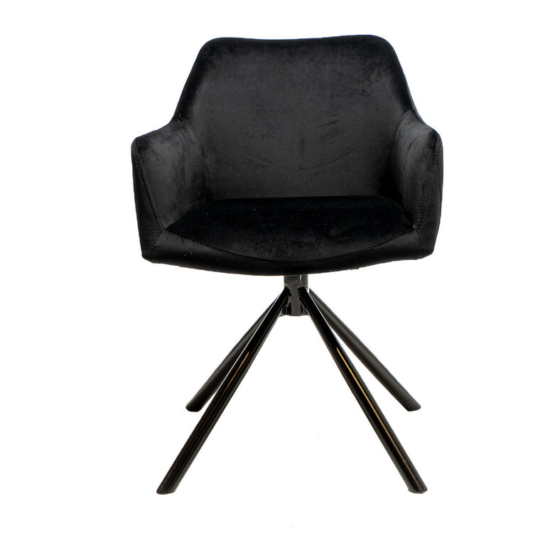 Esszimmerstuhl Samt Furtado 180° drehbar schwarz