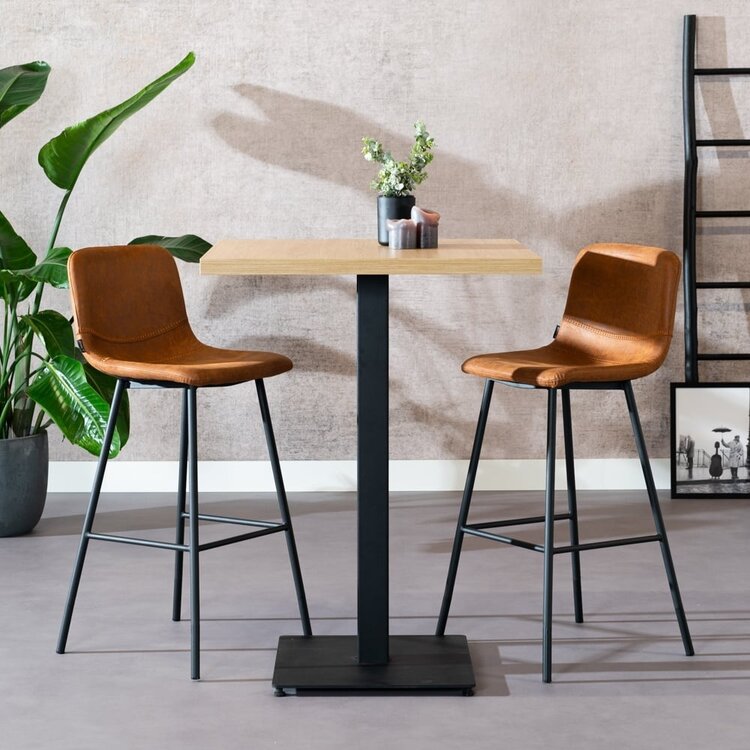 Bartisch Nils quadratisch Eichenlook Melamin 80x80x109 cm