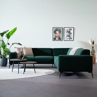 Ecksofa Vegas Samt dunkelgrün links/rechts