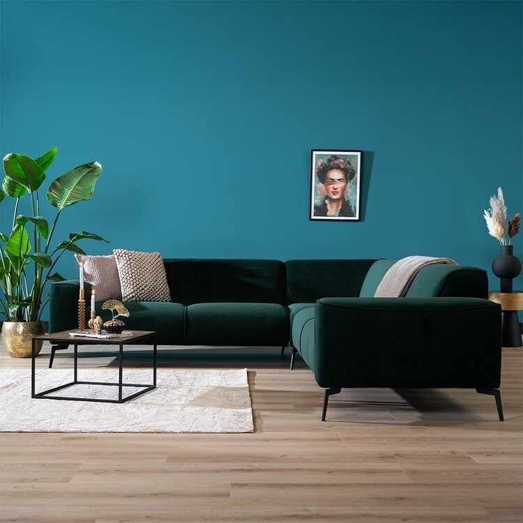 Ecksofa Vegas Samt dunkelgrün links/rechts