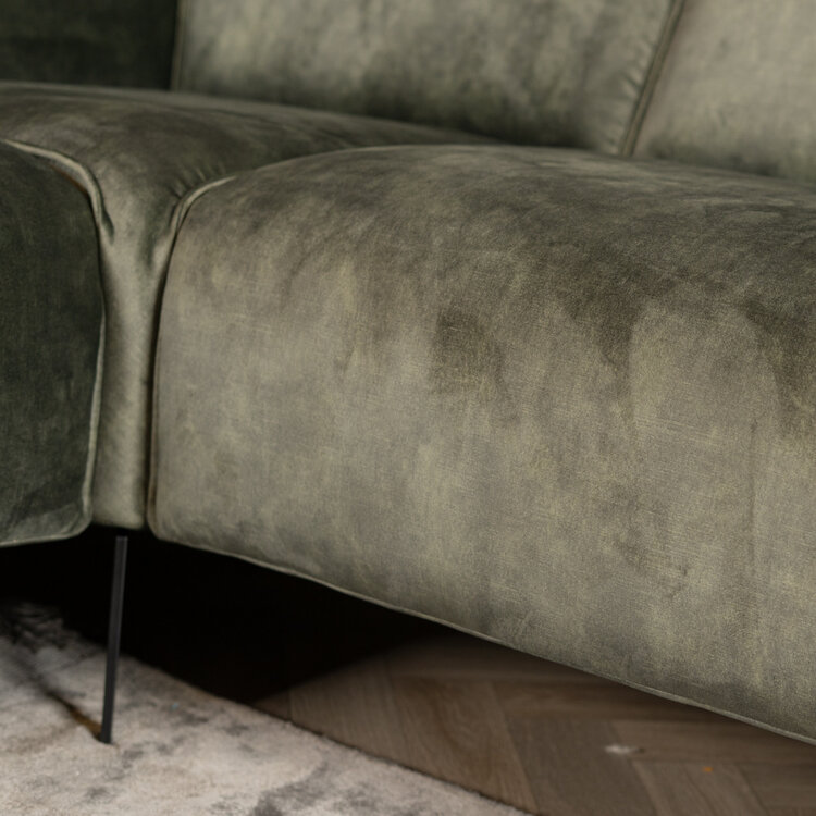 Ecksofa Vegas Samt dunkelgrün links/rechts