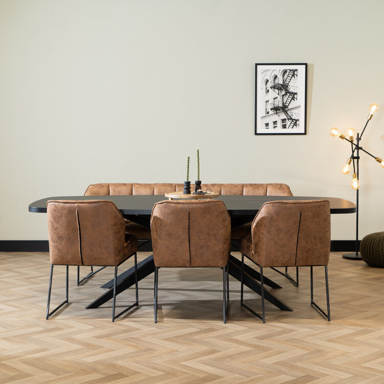 Esszimmerstuhl Microfaser Abel cognac