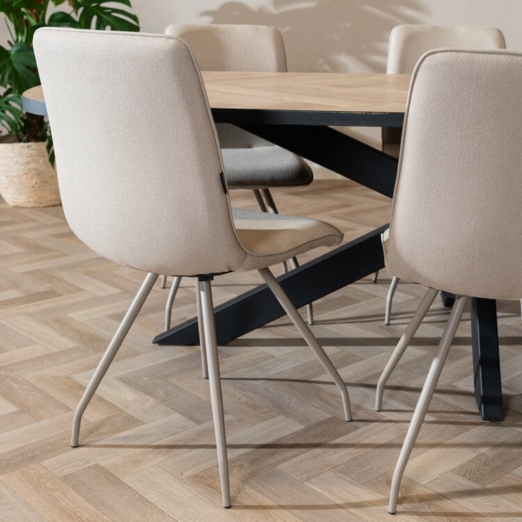 Esszimmerstuhl Paula taupe recycelter Stoff