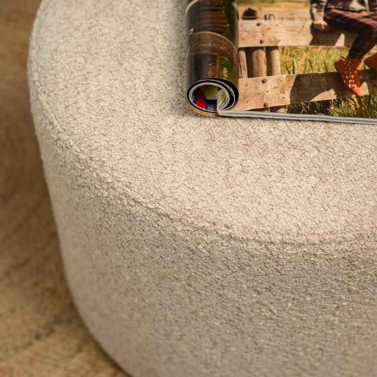 Bouclé Hocker Nora rund beige