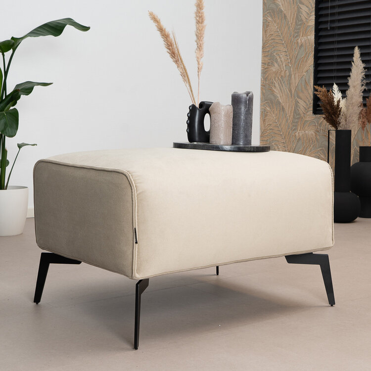 Samt Hocker Vegas rechteckig beige