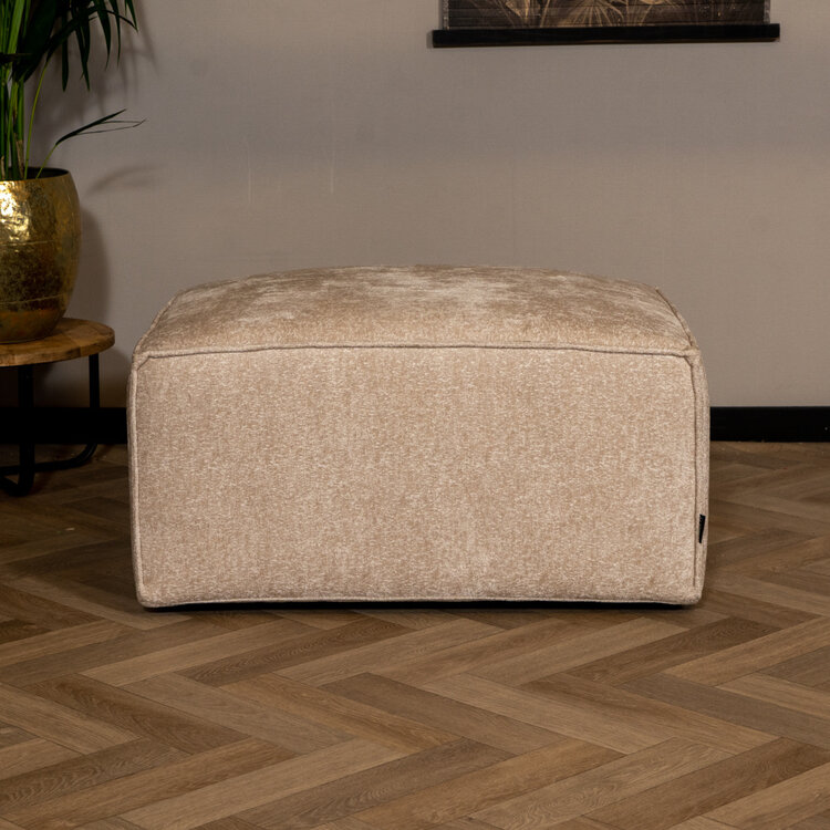 Chenille Hocker Memphis rechteckig weiß/beige