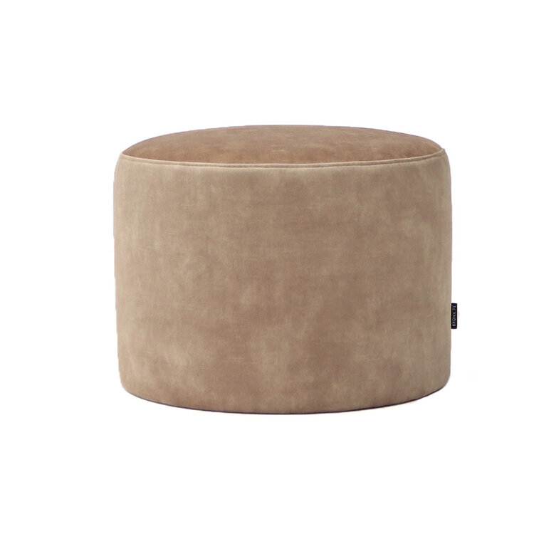 Samt Hocker Beau rund taupe