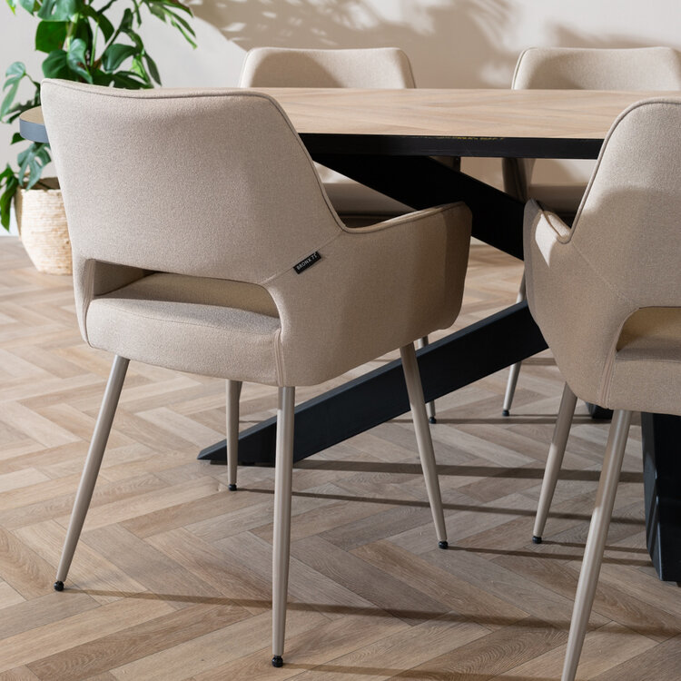 Esszimmerstuhl Olivia taupe recycelter Stoff