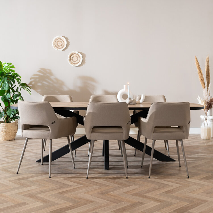 Esszimmerstuhl Olivia taupe recycelter Stoff