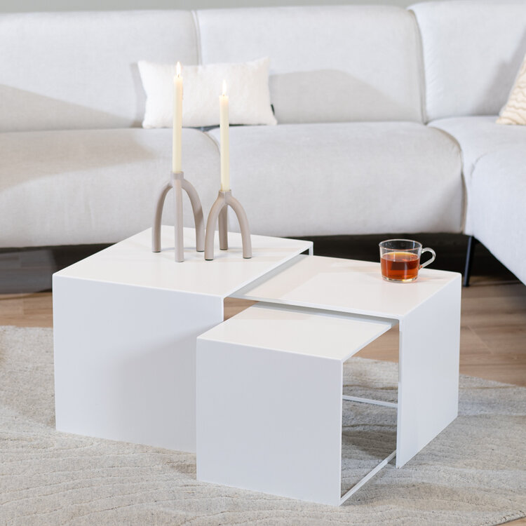 Couchtisch Lucia Metall weiß 34 cm hoch