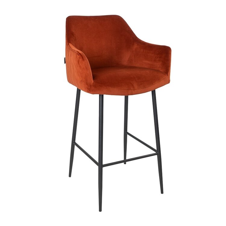 Barhocker Samt Nelly mit Armlehne kupfer 78cm