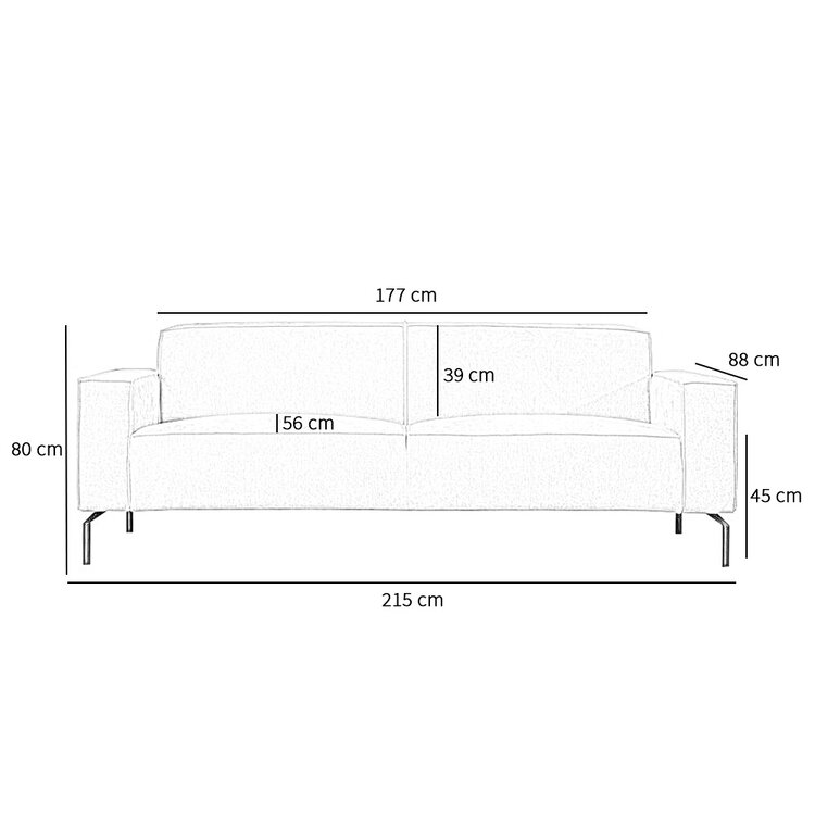 Ledersofa Kansas 3-Sitzer cognac