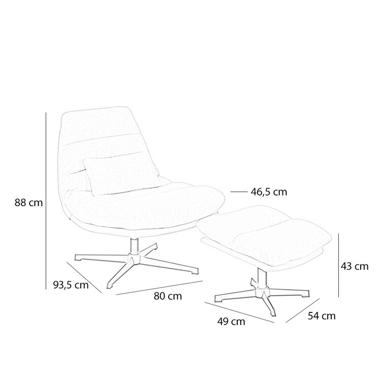 Sessel mit Hocker Cristo Leinen drehbar taupe