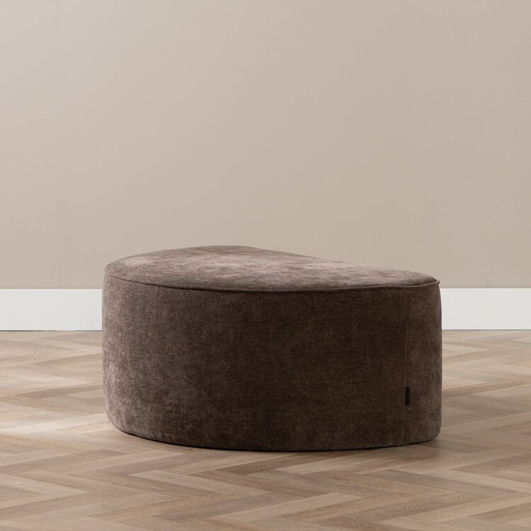 Hocker Lune halbrund Chenille braun