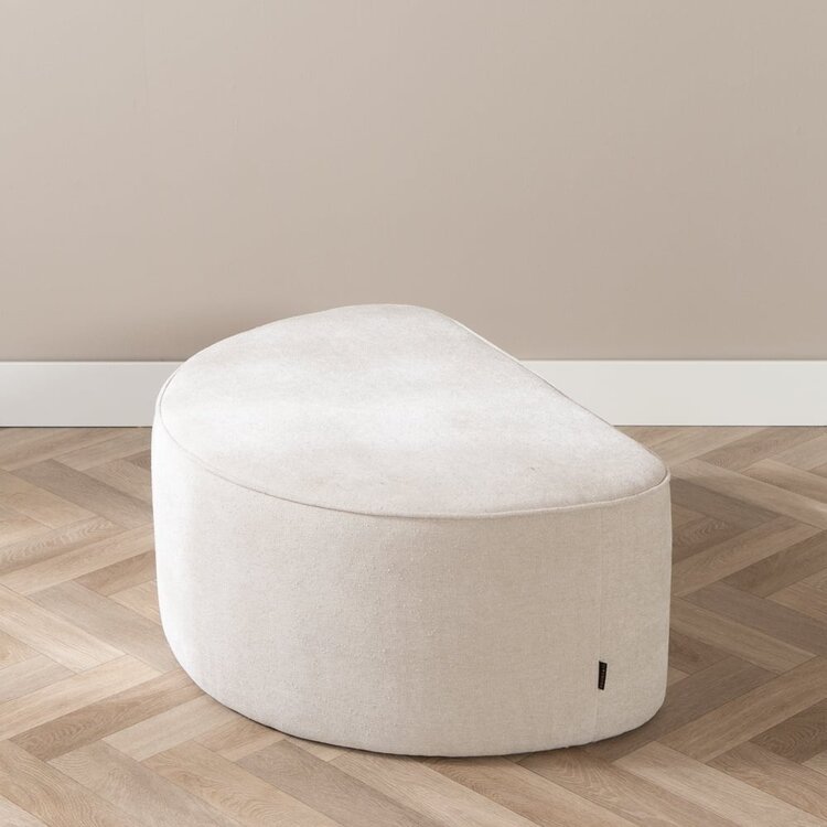 Hocker Lune halbrund Chenille off white