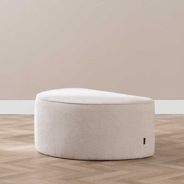 Hocker Lune halbrund Chenille off white