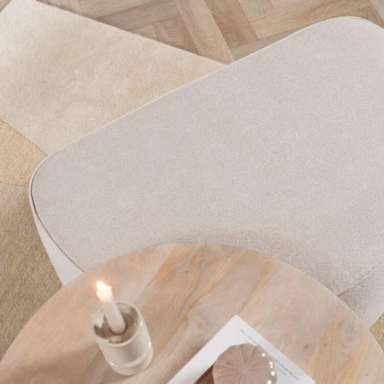 Hocker Lune halbrund Chenille off white