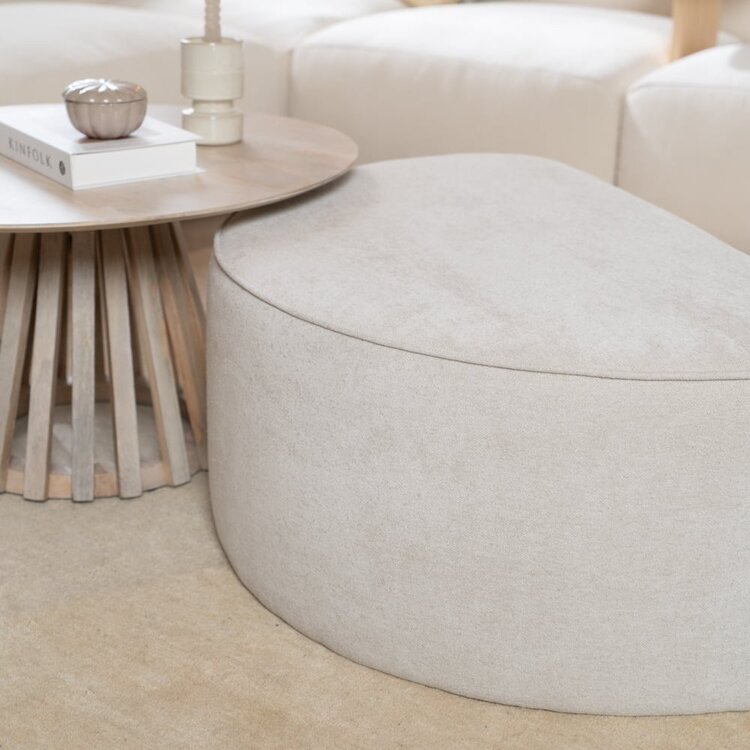 Hocker Lune halbrund Chenille off white