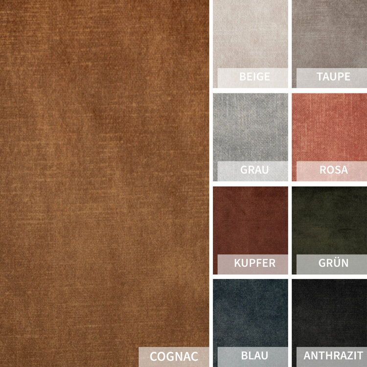 Samt Hocker Beau rund ockergelb/cognac