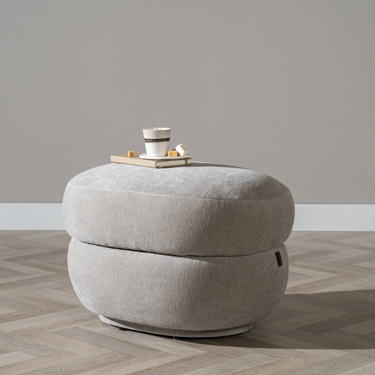 Hocker Mia Chenille taupe oval