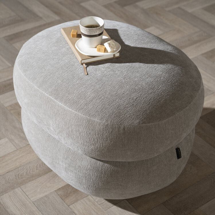 Hocker Mia Chenille taupe oval