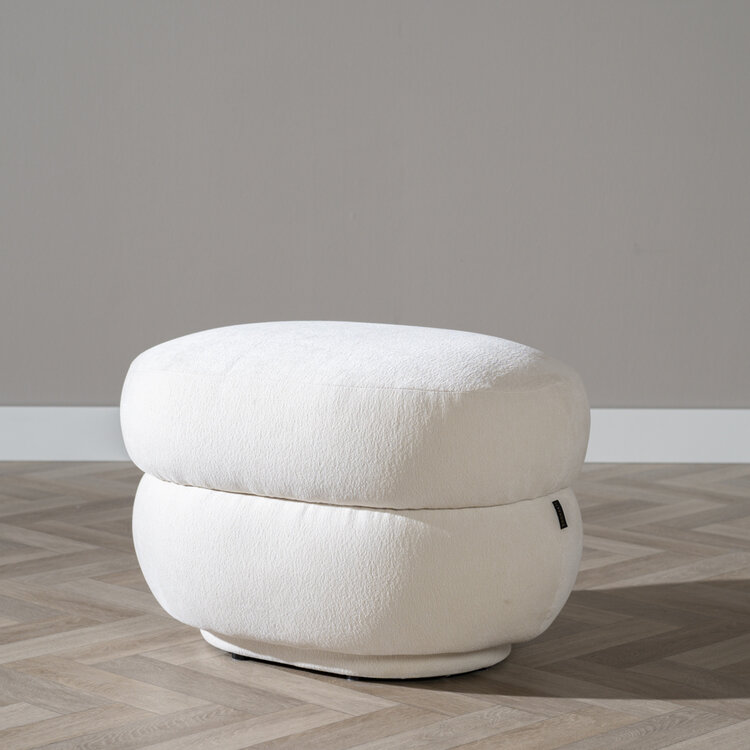 Hocker Mia Chenille off white oval