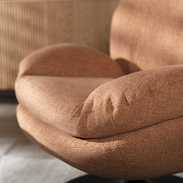 Sessel mit Hocker Isobel Leinen drehbar kupfer