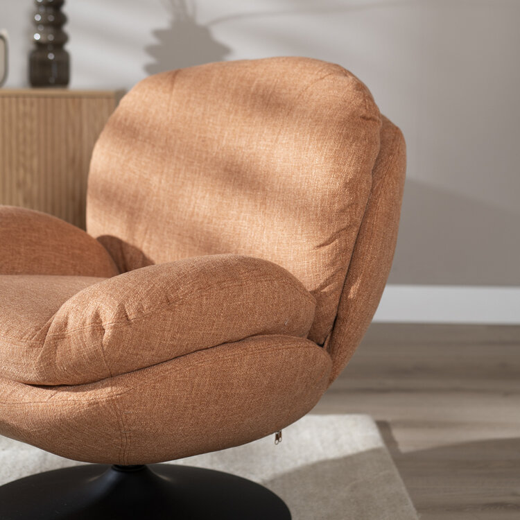 Sessel mit Hocker Isobel Leinen drehbar kupfer