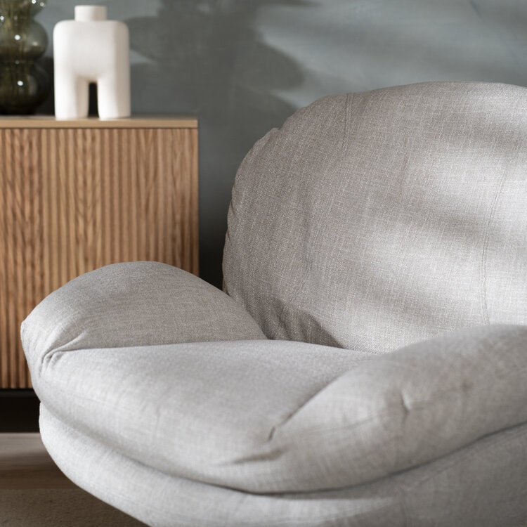 Sessel mit Hocker Isobel Leinen drehbar taupe
