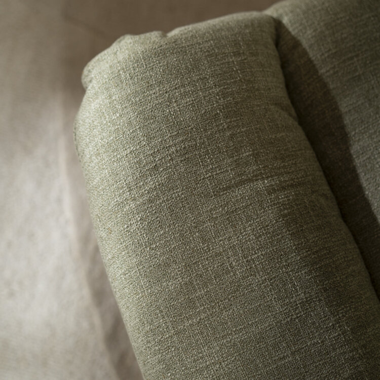 Sessel mit Hocker Cristo Leinen drehbar olivgrün