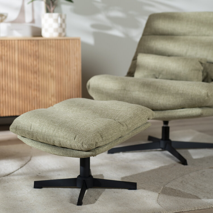 Sessel mit Hocker Cristo Leinen drehbar olivgrün