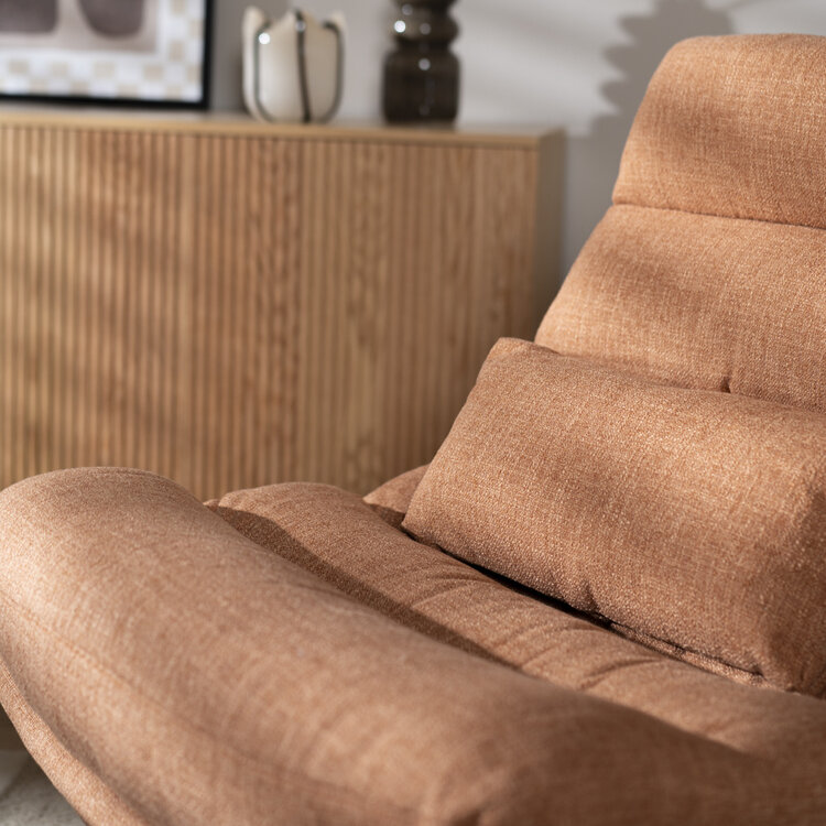 Sessel mit Hocker Cristo Leinenstoff drehbar kupfer