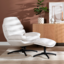 Sessel mit Hocker Palma Leinen drehbar Off white