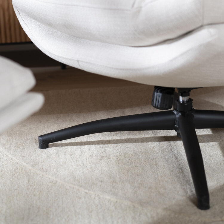 Sessel mit Hocker Palma Leinen drehbar Off white