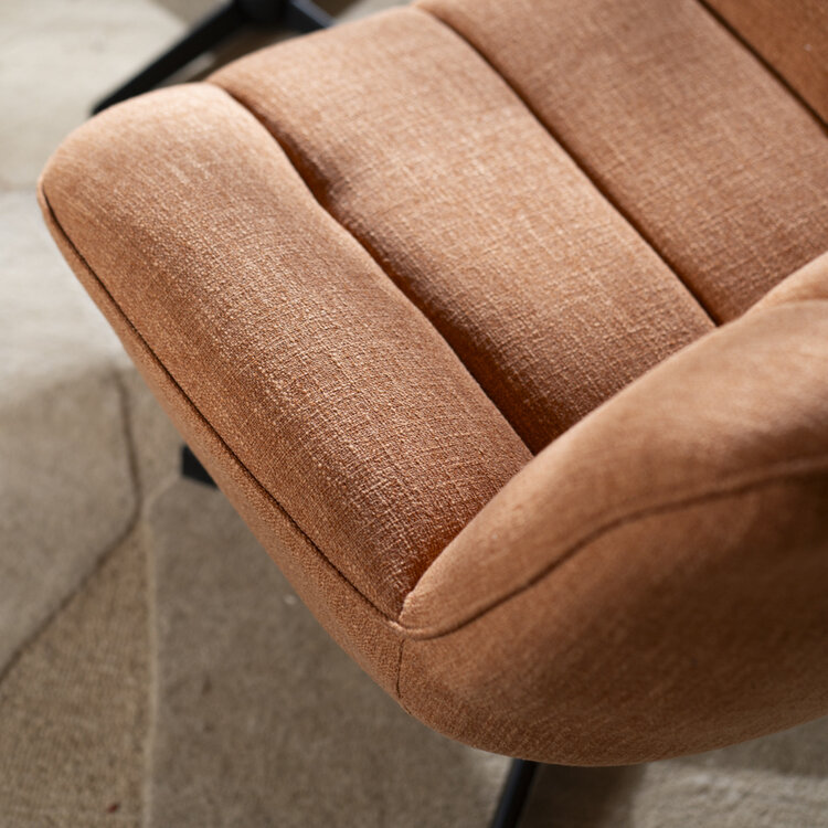 Sessel mit Hocker Santa Leinen drehbar kupfer