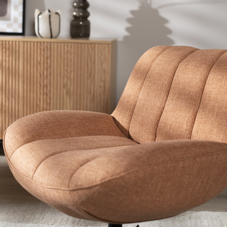 Sessel mit Hocker Santa Leinen drehbar kupfer