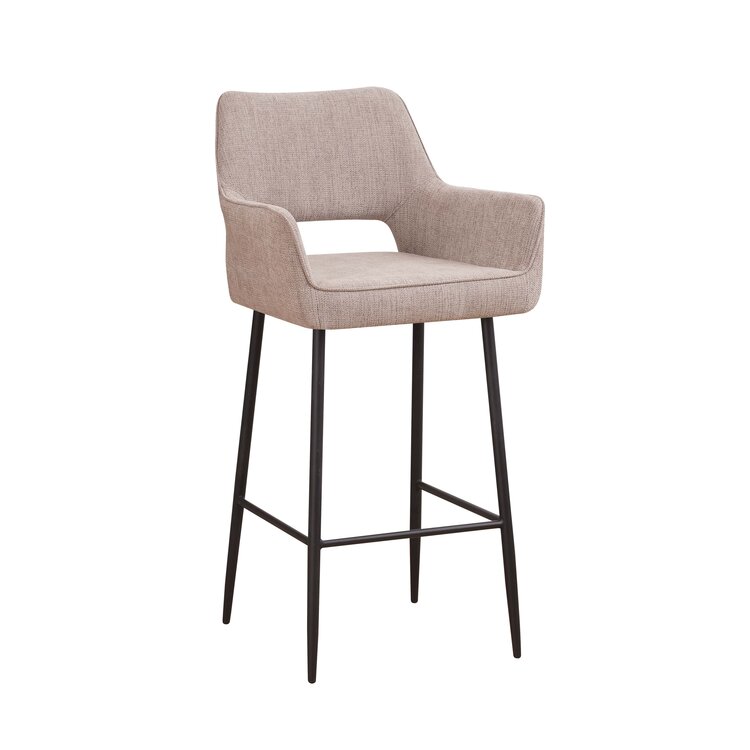 Barhocker Inga mit Armlehne recycelter Stoff taupe 78 cm