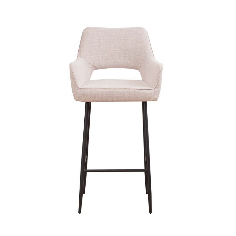 Barstuhl Inga mit Armlehne recycelter Stoff beige 78 cm