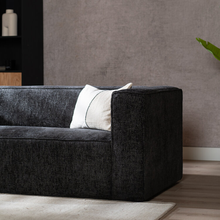 Chenille Sofa Memphis 2,5-Sitzer schwarz