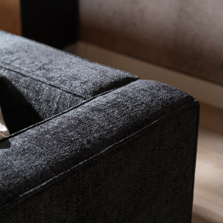 Chenille Sofa Memphis 2,5-Sitzer schwarz