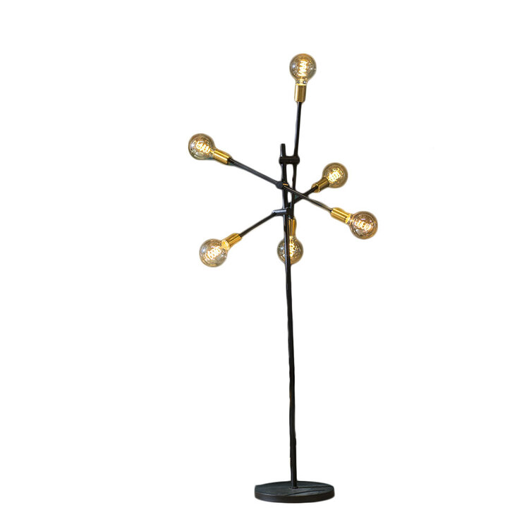 Stehlampe Harvey 6-flammig schwarz/ gold