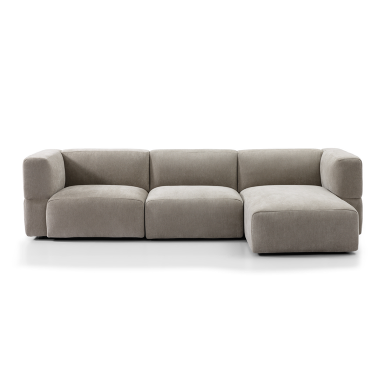 Ecksofa 3-Sitzer Karla Chenille taupe rechts