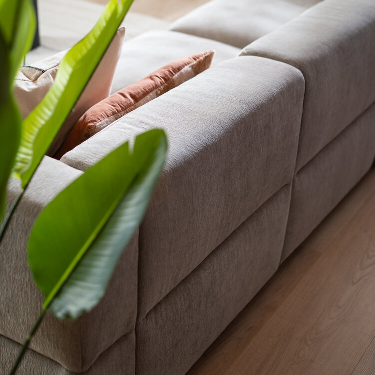 Ecksofa 3-Sitzer Karla Chenille taupe rechts