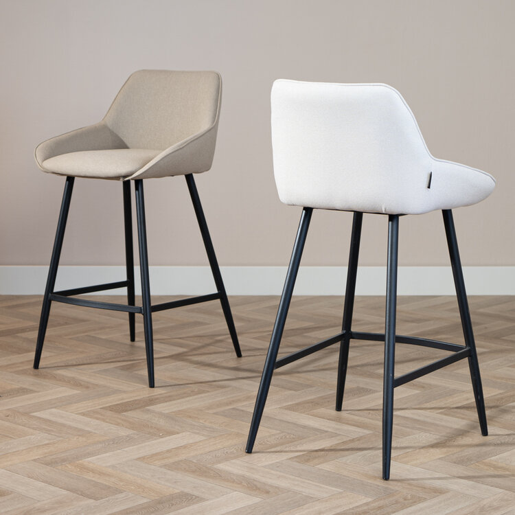 Barhocker Lova recycelter Stoff 68 cm off white