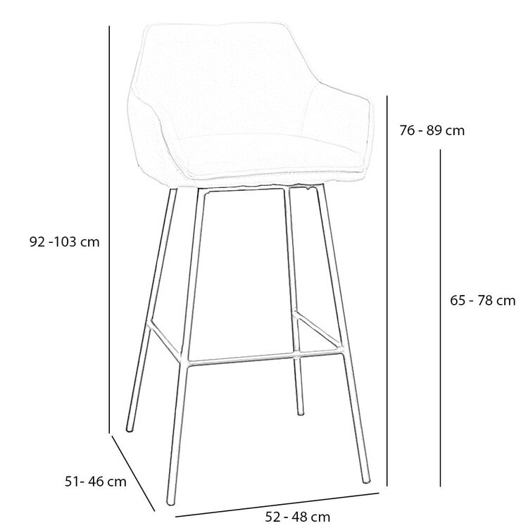 Barhocker Andor grau recycelter Stoff 65 - 78 cm