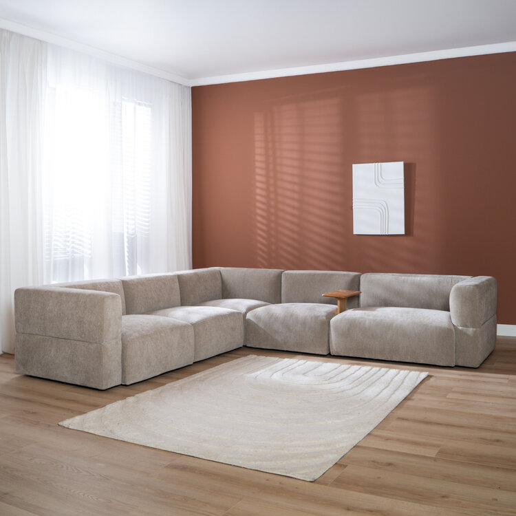 Ecksofa 6-Sitzer Karla Chenille taupe