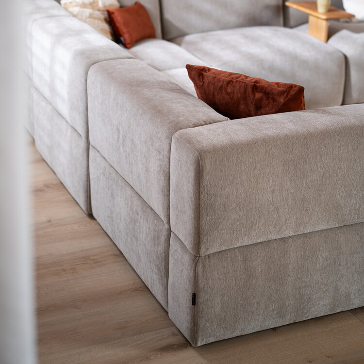 Ecksofa 6-Sitzer Karla Chenille taupe