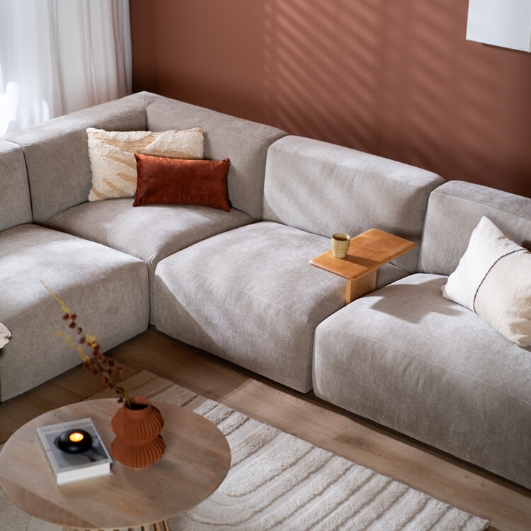 Ecksofa 6-Sitzer Karla Chenille taupe